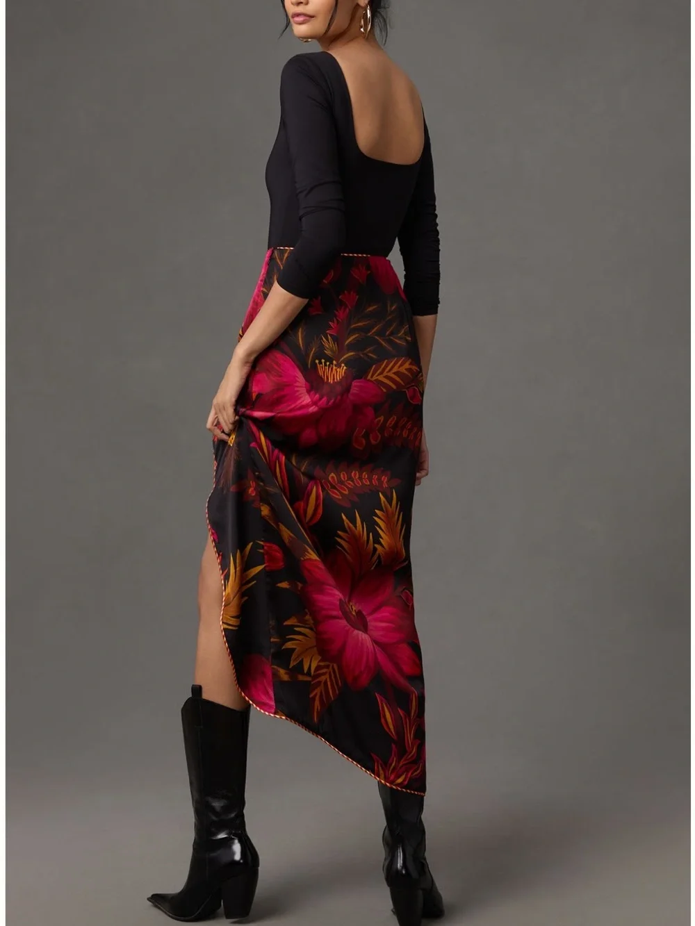 Farm Rio Wrap Front-Slit Midi Skirt - Picture 3 of 5